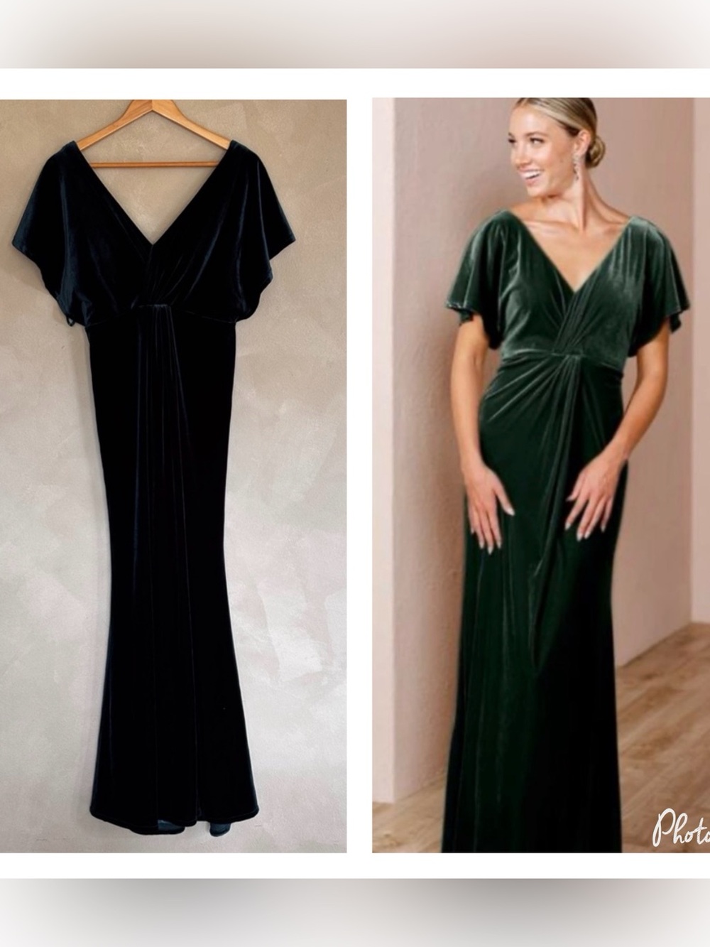 Revelry dark green velvet formal maxi dress